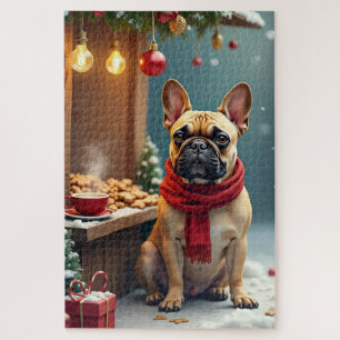 Franse Bulldog op Vintage Kerstmarkt Legpuzzel