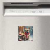 Franse Bulldog op Vintage Kerstmarkt Magneet (Insitu (Vaatwasser))