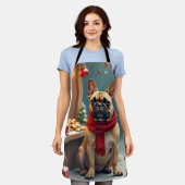 Franse Bulldog op Vintage Kerstmarkt Schort (Gedragen)