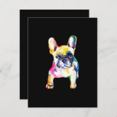 Franse Bulldog Original Waterverf Draft Gift Bedankkaart (Voorkant / Achterkant)