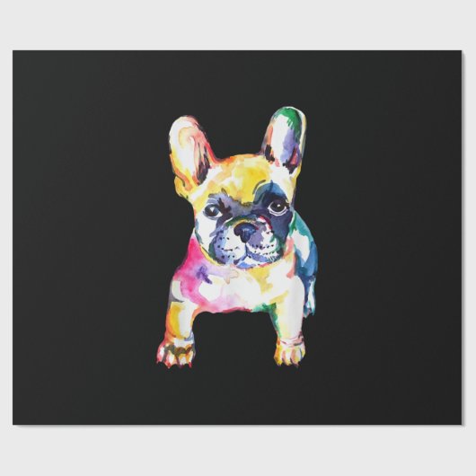 Franse Bulldog Original Waterverf Draft Gift Cadeaupapier (Vlak)
