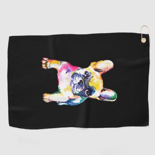 Franse Bulldog Original Waterverf Draft Gift Golfhanddoek (Horizontaal)