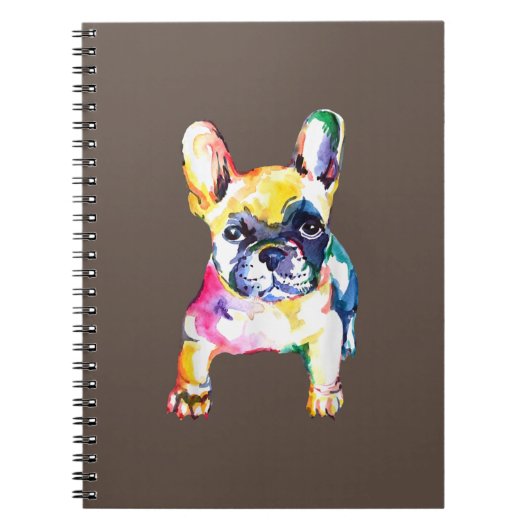 Franse Bulldog Original Waterverf Draft Gift Notitieboek (Voorkant)