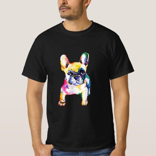 Franse Bulldog Original Waterverf Draft Gift T-shirt (Voorkant)