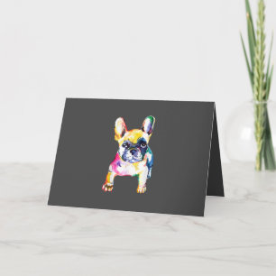 Franse Bulldog Originele Aquarel Tekening Cadeau Feestdagen Kaart