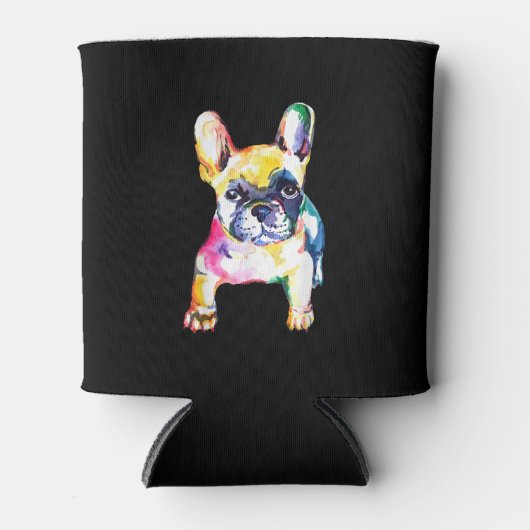 Franse Bulldog Originele Waterverf Tekening Gift Blikjeskoeler (Voorkant)