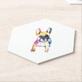 Franse Bulldog Originele Waterverf Tekening Gift Kartonnen Onderzetters (Schuin)