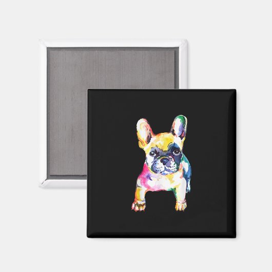 Franse Bulldog Originele Waterverf Tekening Gift Magneet (Voorkant / Achterkant)