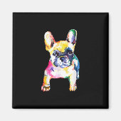 Franse Bulldog Originele Waterverf Tekening Gift Magneet (Voorkant)
