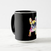 Franse Bulldog Originele Waterverf Tekening Gift Mok (Voorkant links)