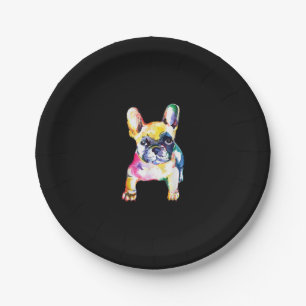 Franse Bulldog Originele Waterverf Tekening Gift Papieren Bordje