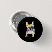 Franse Bulldog Originele Waterverf Tekening Gift Ronde Button 3,2 Cm (Voorkant /achterkant)
