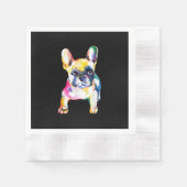 Franse Bulldog Originele Waterverf Tekening Gift Servet (Voorkant)