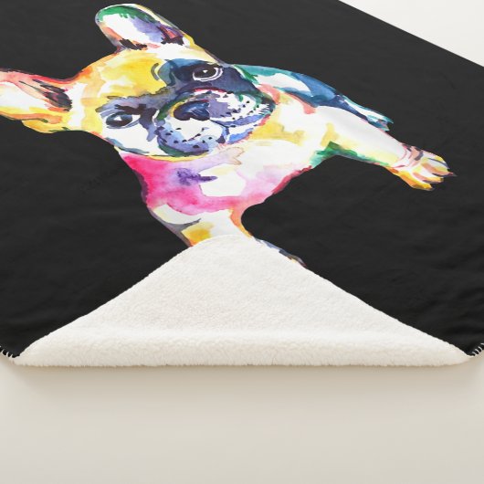 Franse Bulldog Originele Waterverf Tekening Gift Sherpa Deken (3/4)