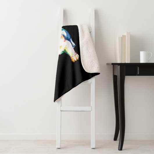 Franse Bulldog Originele Waterverf Tekening Gift Sherpa Deken (In situ)