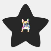 Franse Bulldog Originele Waterverf Tekening Gift Ster Sticker (Voorkant)