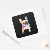 Franse Bulldog Originele Waterverf Tekening Gift Vierkante Sticker (Envelop)