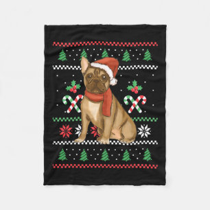 Franse Bulldog Outfit Kerstmis Fleece Deken