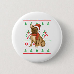 Franse Bulldog Outfit Kerstmis Ronde Button 5,7 Cm