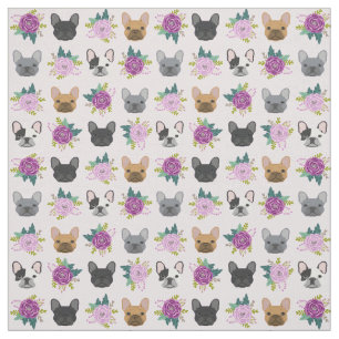 Franse Bulldog Paarse Florals Stof