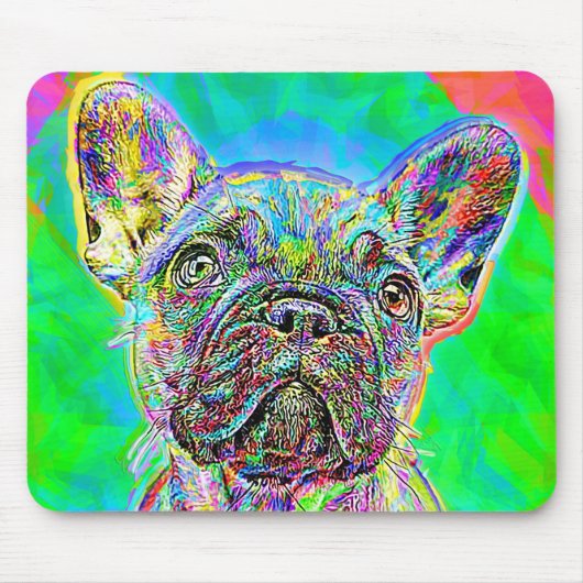 Franse Bulldog Painting Mousepad Muismat (Voorkant)