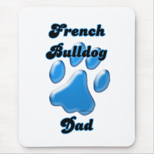 Franse Bulldog papa Blauw Pawprint Muismat