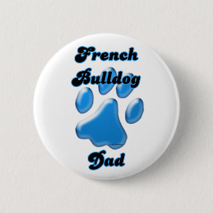 Franse Bulldog Papa Blauwe Pawprint - Button