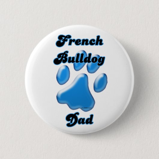 Franse Bulldog Papa Blauwe Pawprint - Button (Voorkant)