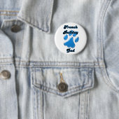Franse Bulldog Papa Blauwe Pawprint - Button (In situ)