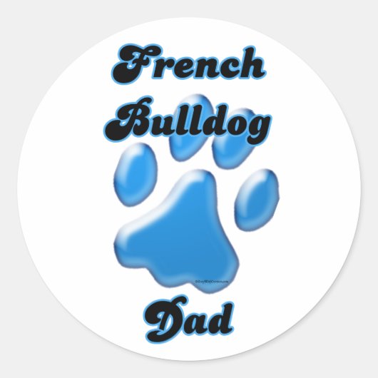 Franse Bulldog Papa Blauwe Pawprint - Sticker (Voorkant)