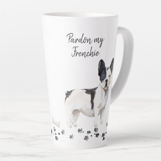 Franse Bulldog | Pardon My Frenchie | Cute Dog Latte Mok (Rechterhoek)