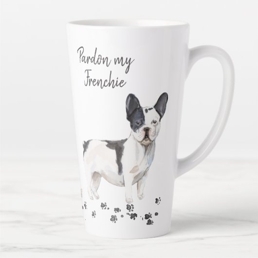Franse Bulldog | Pardon My Frenchie | Cute Dog Latte Mok (Rechts)