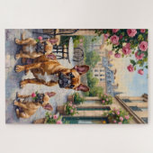Franse Bulldog Parijs Tuin Kunst Legpuzzel (Horizontaal)