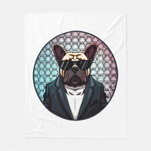 Franse Bulldog Party Man Fleece Deken (Voorkant)