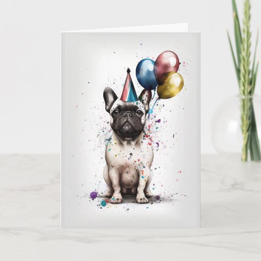 Franse Bulldog Party Wenskaart Kaart (Voorkant)