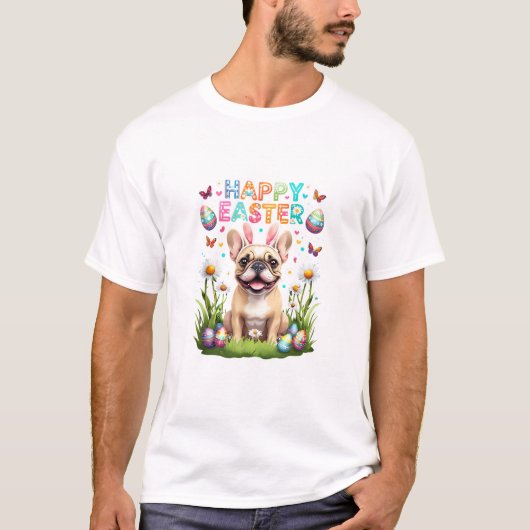 Franse Bulldog Pasen Shirt Grappige Frenchie Konij (Voorkant)