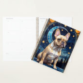 Franse Bulldog Pastel Glas in lood Night Sky Moon Planner (Display)