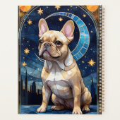 Franse Bulldog Pastel Glas in lood Night Sky Moon Planner (Achterkant)