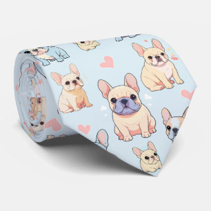 Franse Bulldog Pastel Patroon Stropdas