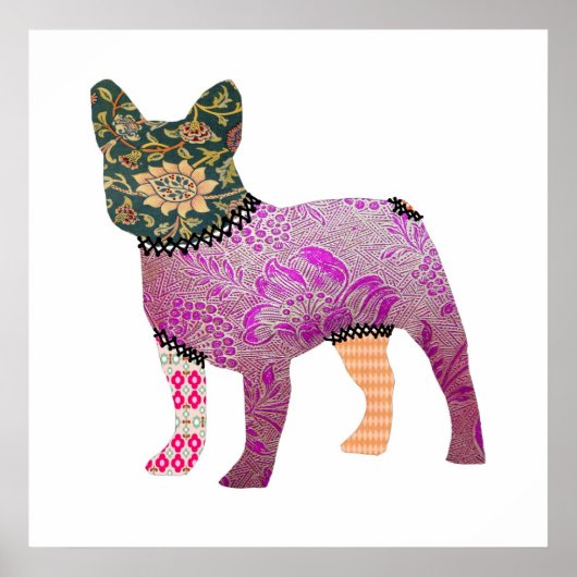 Franse Bulldog Patchwork Pet Print (Voorkant)