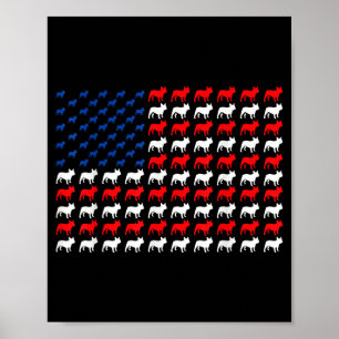 Franse bulldog patriottische Amerikaanse vlag Fren Poster