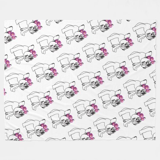 Franse Bulldog Patroon Fleece Deken (Voorkant (Horizontaal))