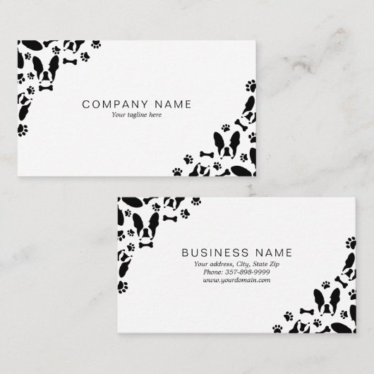 Franse Bulldog patroon hoek Visitekaartje (Voorkant / Achterkant)