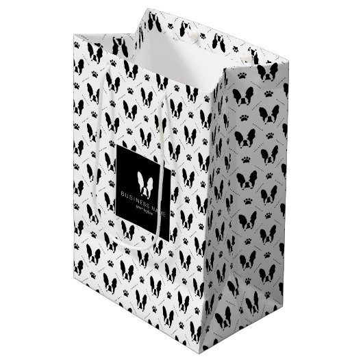 Franse bulldog patroon medium cadeauzakje (Voorkant Gekanteld)