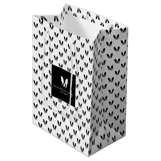 Franse bulldog patroon medium cadeauzakje (Voorkant Gekanteld)