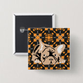 Franse Bulldog patroon Vierkante Button 5,1 Cm (Voorkant /achterkant)