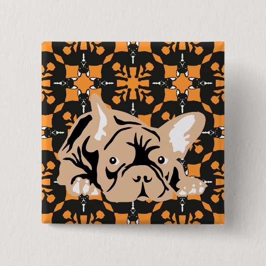 Franse Bulldog patroon Vierkante Button 5,1 Cm (Voorkant)