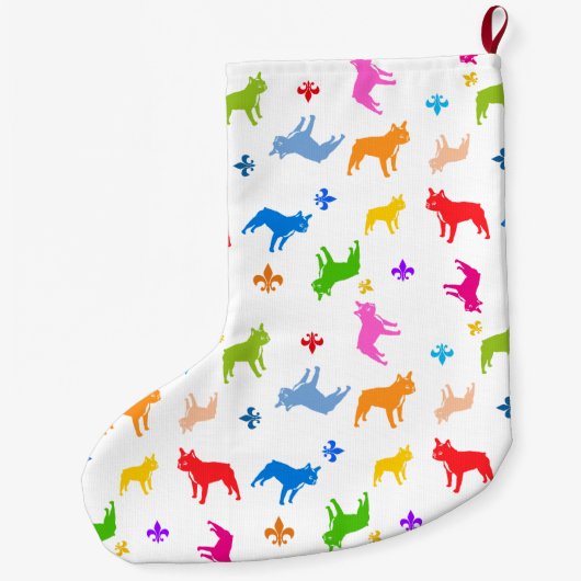 Franse Bulldog Pattern stoppen Grote Kerstsok (Achterkant)