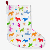 Franse Bulldog Pattern stoppen Grote Kerstsok (Voorkant)