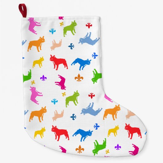 Franse Bulldog Pattern stoppen Grote Kerstsok (Voorkant)